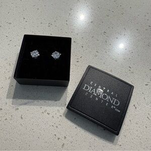 Classic solitaire 6mm cubic zirconia stud earrings from Central Diamond Center.